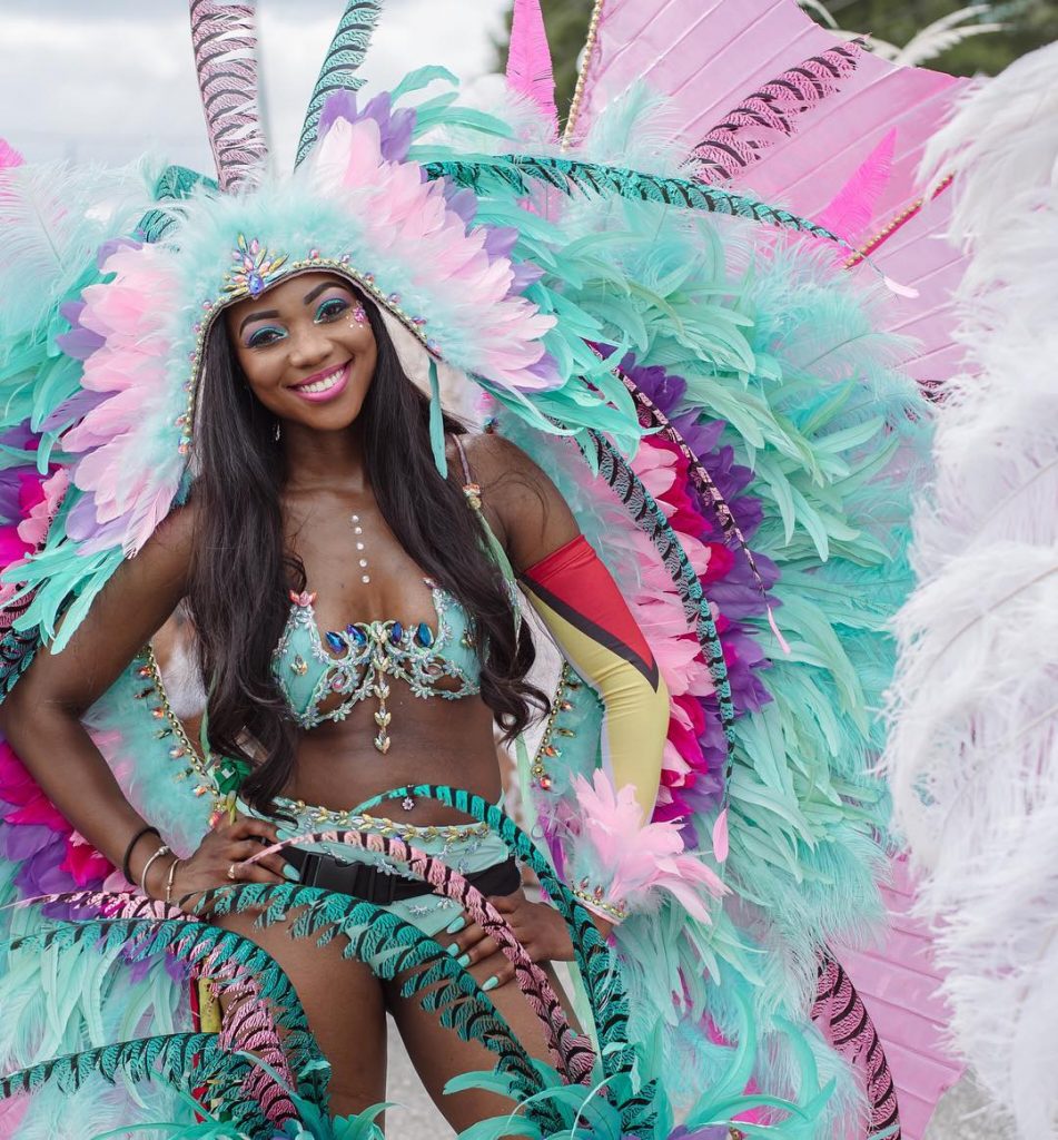 Atlanta Carnival Green Feathers Outfit Editorial Stock Photo