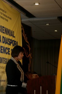 Prime Minister, the Most Hon. Portia Simpson Miller, delivering the keynote address at Jamaica Diaspora 2015 Conference Reception at the Hilton Hotel, Montego Bay, Jamaica, on June 14, 2015.   Photo by: Xavier Murphy, Jamaicans.com