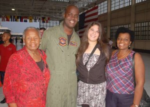 Photo by Clark Pierce Lt. Diego McKnight with   (from left) grandmother, Valery McKnight, friend, Rosa Lucendo and mother,   Hope White
