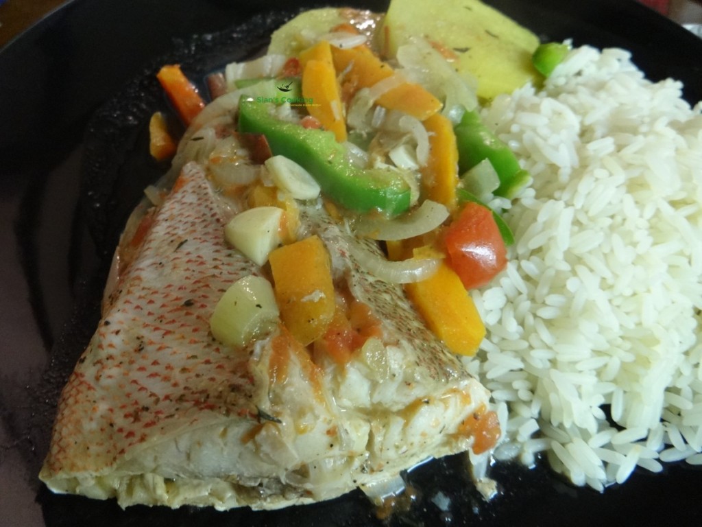 Steamed snapper with rice