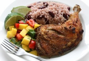 Jamaican Food Jerk Chicken Rice And Peas