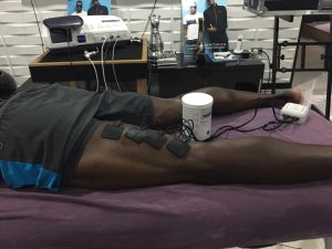 Usain Bolt's Hamstring being worked on.