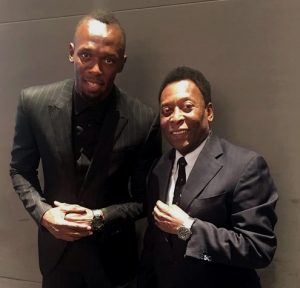 Pele With Usain Bolt