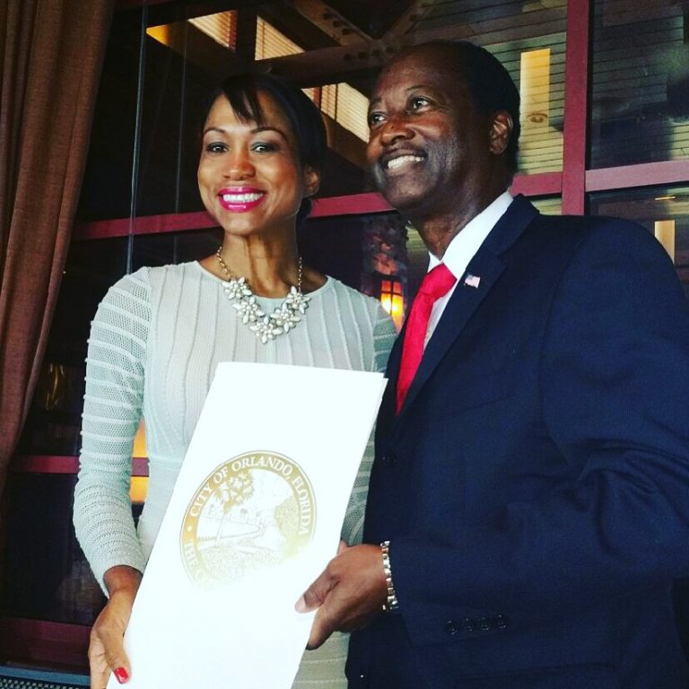 Captain Maxine Reyes and City of Orlando Commissioner, Samuel B. Ings, District 6 - Photo by Shabana Khublal