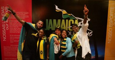 Group of Jamaicans at Jamaica House in Rio