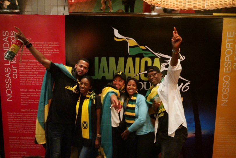 Group of Jamaicans at Jamaica House in Rio