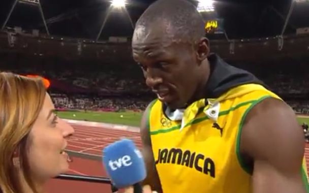 In 2012 Jamaican gold medal sprinter Usain Bolt interrupted a post-race interview with a Mexican reporter to listen to the US National Anthem.