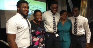 ANTHEA McGIBBON PHOTO: 2017 Musgrave Medals Awards Ceremony held at the Lecture Hall, Institute of Jamaica on May 25th, 2017. Representatives of Jamaica College share a photo with Hon Olivia Grange, DC, MP.