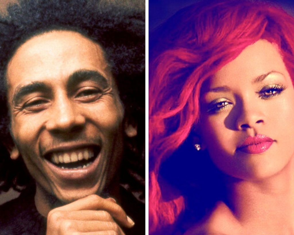Jamaican Reggae Legend Bob Marley and Rihanna