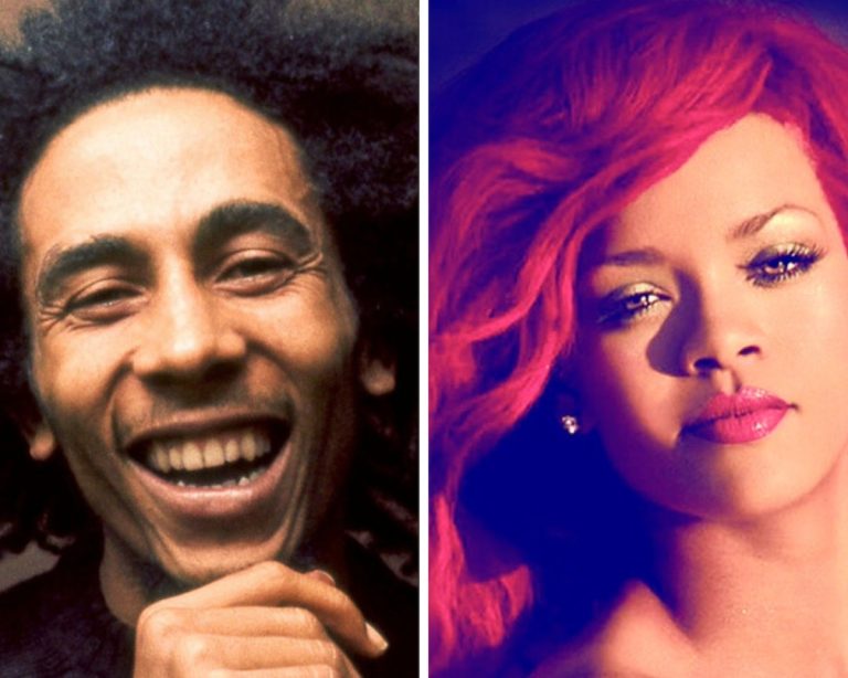 Jamaican Reggae Legend Bob Marley and Rihanna
