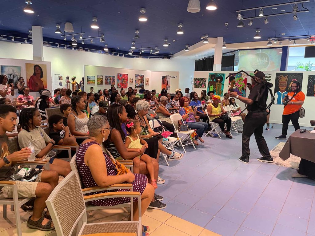 'Bredda Anancy' entertains the audience at the 2024 Anancy Festival