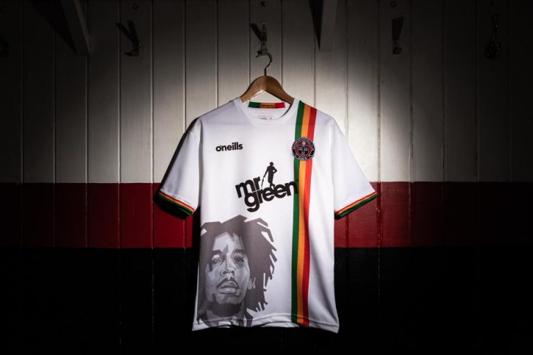 Bob Marley Featured on Jersey of Irish Football Club front