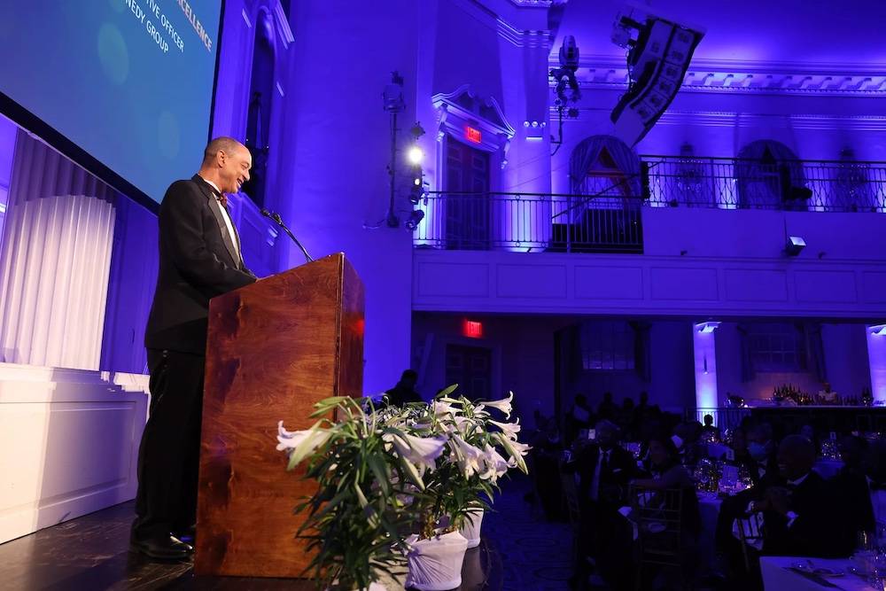 GK Group CEO Don Wehby addresses the audience at the 25th Annual Legacy Awards Gala of the American Foundation for the University of the West Indies
