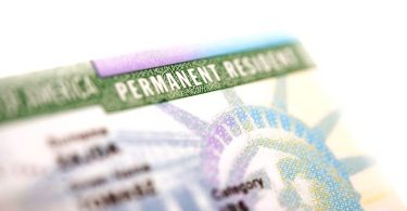American Green Card - United States Permanent Residency Card Closeup.