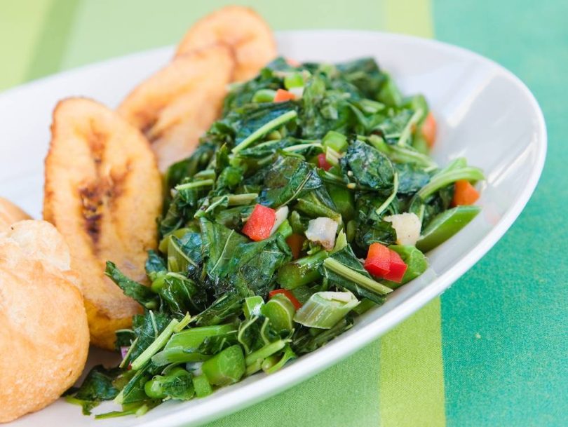 Callaloo Vegetable (Spinach) and Friend Dumplings - Caribbean Style