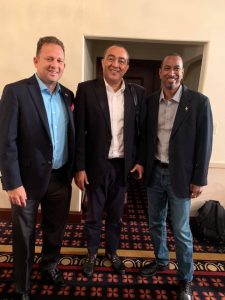 L-R: Jamaican Consul General R. Oliver Mair. Jamaica’s Minister of Health and Wellness, Dr. the Hon. Christopher Tufton and  Xavier Murphy, the president of the Jamaica College Old Boys Association & and founder of Jamaicans.com