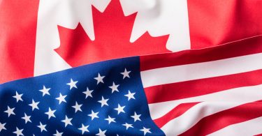 USA and Canada. USA flag and Canada flag