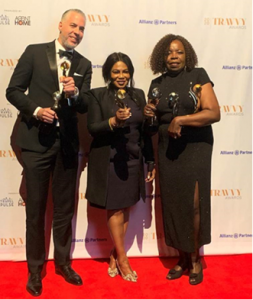 Above: Alsion Wilson-Roach, Consul General of Jamaica to New York (center), joins the award-winning JTB team of Philip Rose, Regional Director, Northeast USA and Marcia Sinclair, District Sales Manager, Northeast USA on the red carpet to celebrate their win at the 2020 Travvys in midtown Manhattan