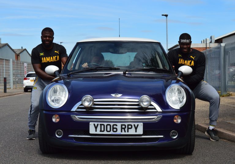 Jamaican Bobsled Team in UK Caught Training by Pushing Mini Cooper - Nimroy Turgott and Shanwayne Stephens 3