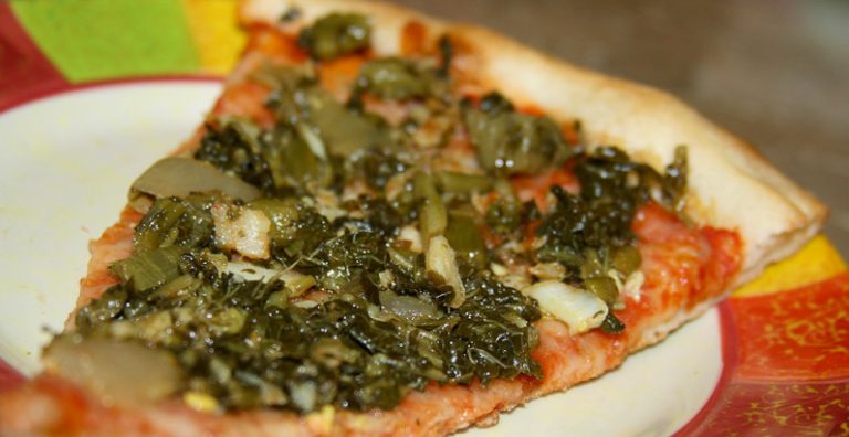 Jamaican Callaloo and Saltfish Pizza