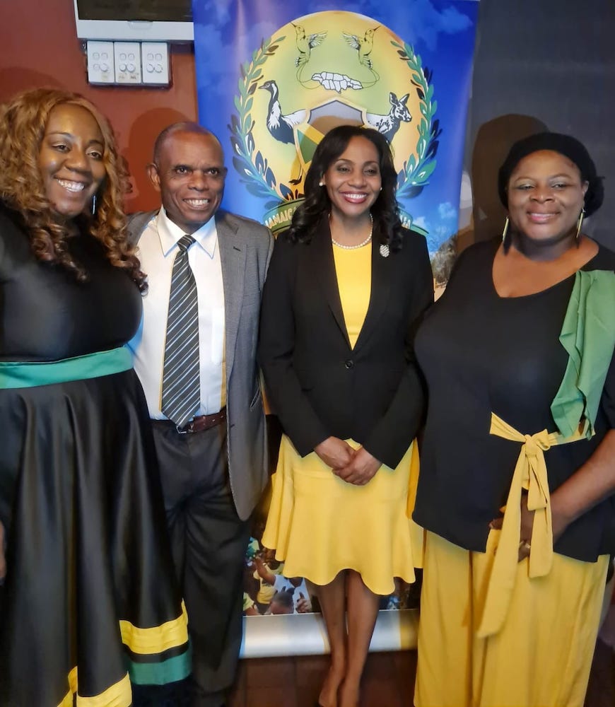 L-R Ms Anna Morris, Vice President JAA, Mr Marco Breakenridge, Honorary Consul for Jamaica in Australia, Her Excellency Shorna-Kay Richards, High Commissioner designate to the Commonwealth of Australia, Dr Stephanie Fletcher-Lartey, President JAA attending the community event in Sydney. 