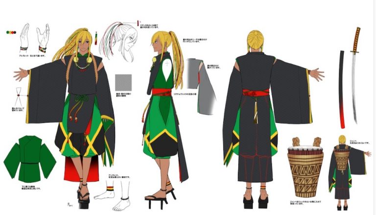 Jamaican Flag Reimagined by Japanese Artist as Samurai soldiers in Honor of Olympics