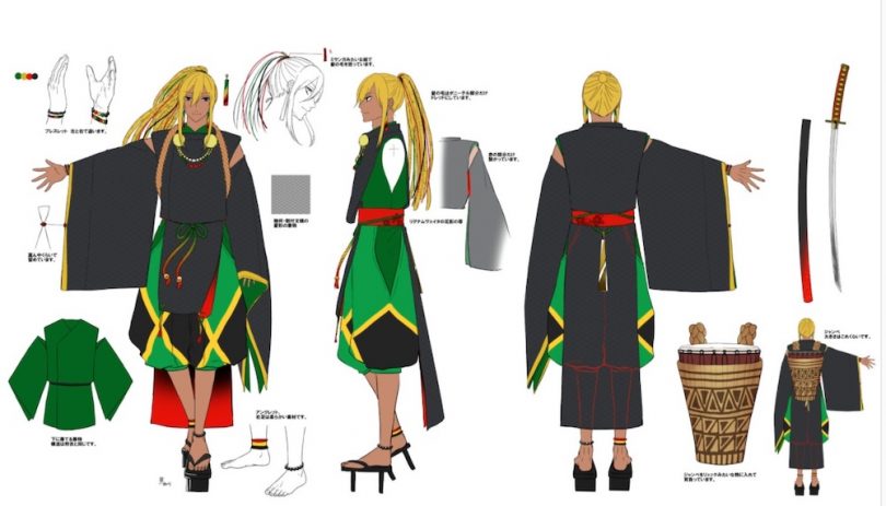 Jamaican Flag Reimagined by Japanese Artist as Samurai soldiers in Honor of Olympics