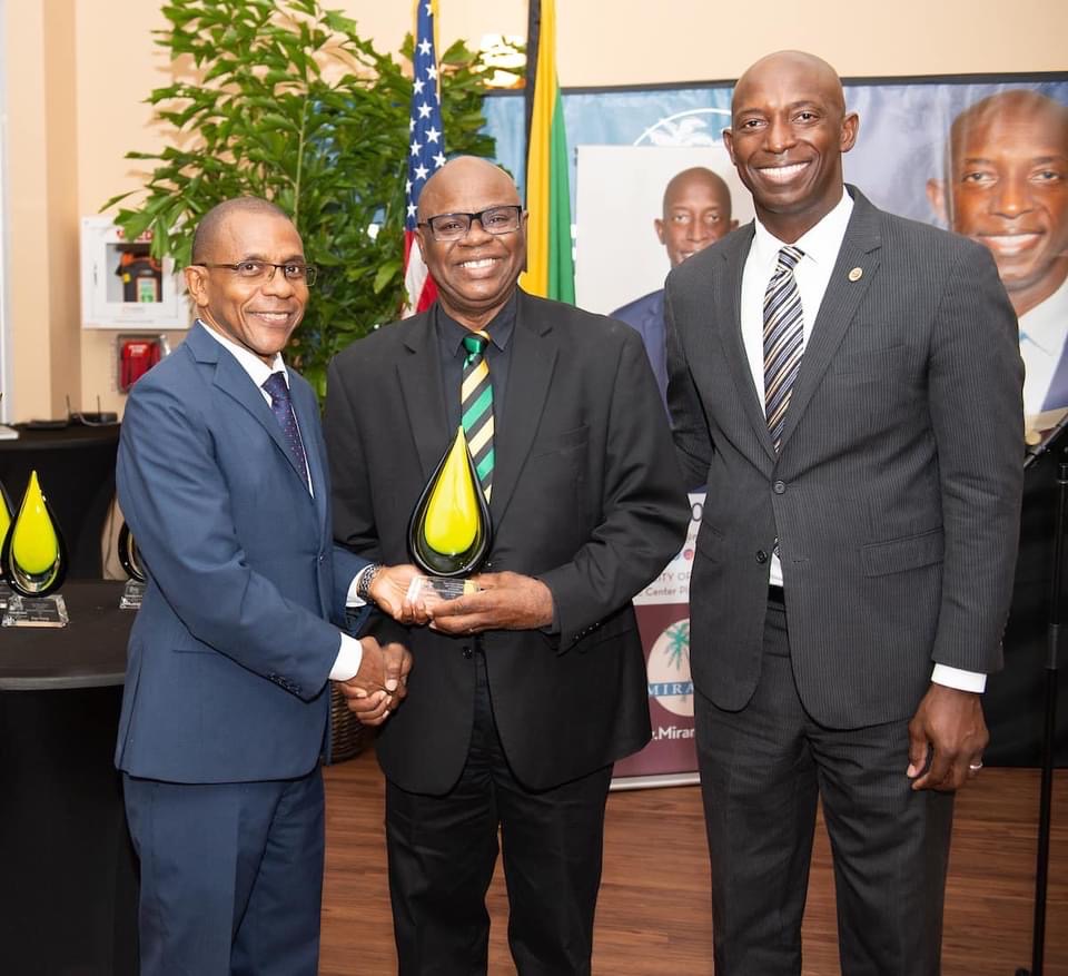 (L-R) Courtney Campbell, President & CEO VM Group, Bishop Dr Clyde Bailey and Wayne Messam, Mayor City of Miramar
