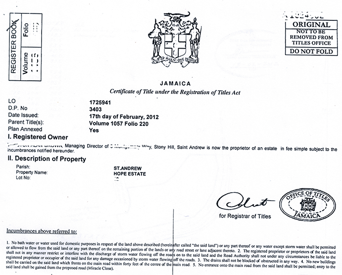 Jamaicans and Jamaica How Jamaica’s Registered Land