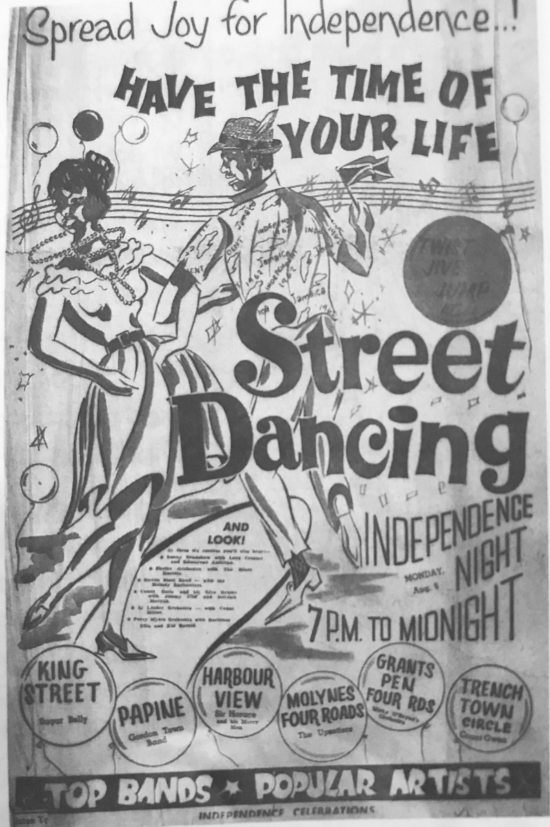 My Memories of Jamaica Independence Day August 6th 1962 - Street Dance Vintage Jamaican Poster
