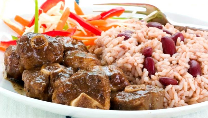 New Jamaican Restaurant Opens in Keene New Hampshire - oxtails rice and peas