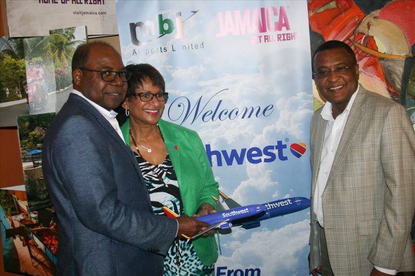 Hon. Edmund Bartlett, Jamaica’s Minister of Tourism, Ellen Torbert, Southwest’s Vice President, Diversity and Inclusion and Paul Pennicook, Director of Tourism