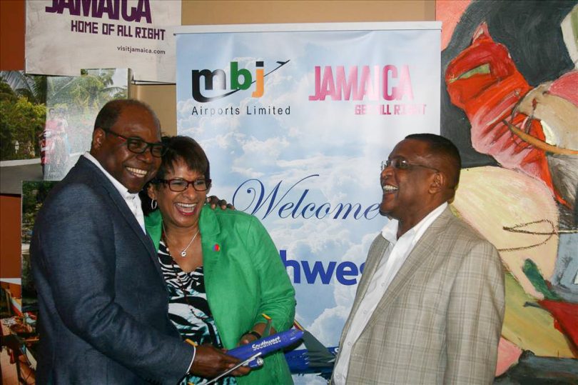 Hon. Edmund Bartlett, Jamaica’s Minister of Tourism, Ellen Torbert, Southwest’s Vice President, Diversity and Inclusion and Paul Pennicook, Director of Tourism;