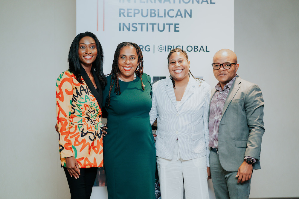 L to R - Jamille De- Andra, Senator Natalie Campbell- Rodriques Christena Williams, and Kendron Christopher.